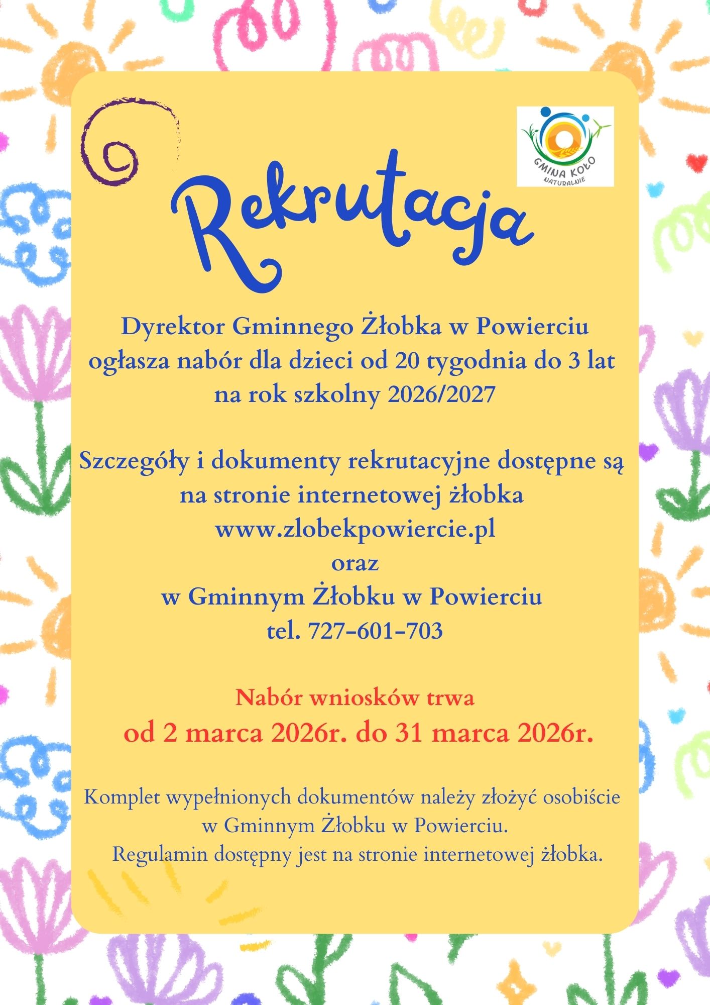 Rekrutacja do Żłobka w Powierciu